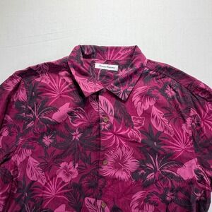 Tommy Bahama Mens L Hawaiian Shirt Tropical Floral Print Short Sleeve